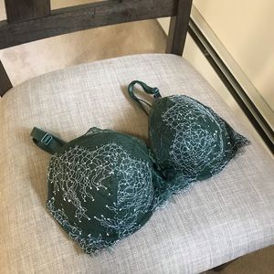 VS Dream Angels push-up bra 34D, dark green